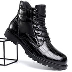 Croc-Embossed Leather Boots for Men | Stylish Casual Footwear