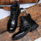 Croc-Embossed Leather Boots for Men | Stylish Casual Footwear