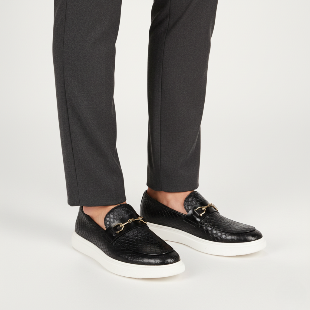 Croc Embossed Leather Loafers for Men | Comfortable Slip-On Casual Footwear | Stylish Everyday Shoes