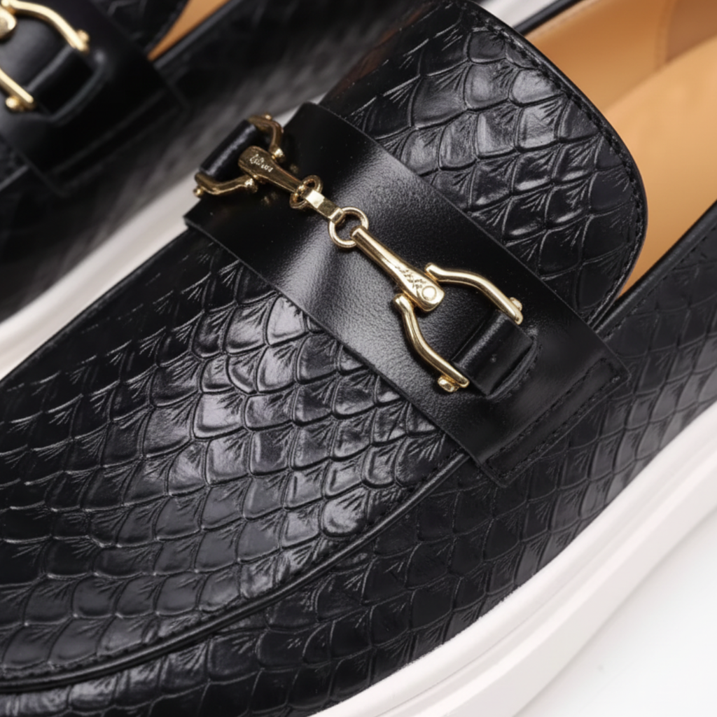 Croc Embossed Leather Loafers for Men | Comfortable Slip-On Casual Footwear | Stylish Everyday Shoes