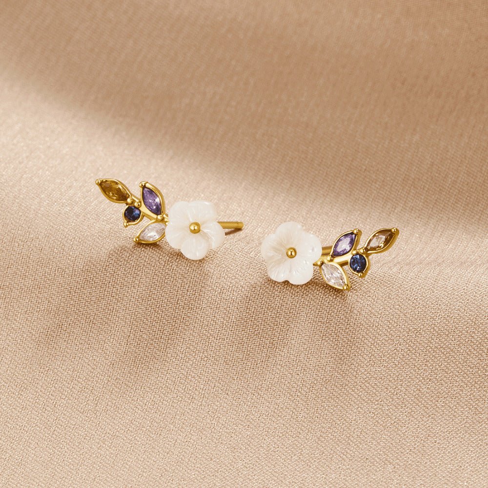 Crystal White Blossom Earrings – Elegant Gift, Everyday Wear