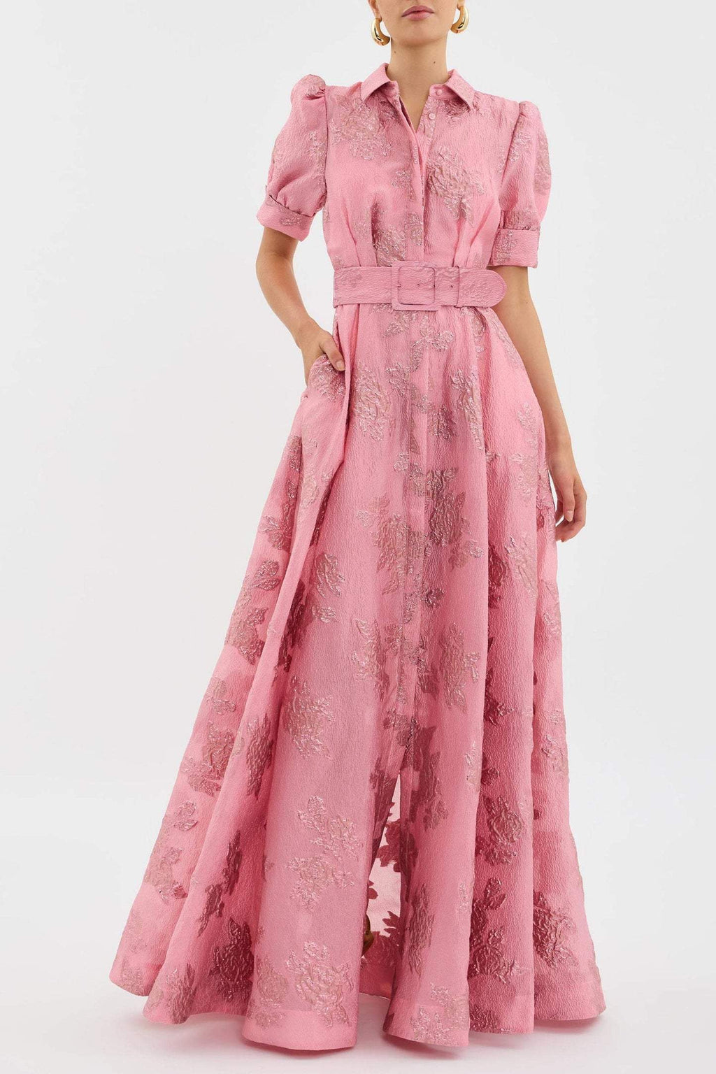 Short Puff Sleeve Dress in Lightweight Fabric for Casual or Formal Events