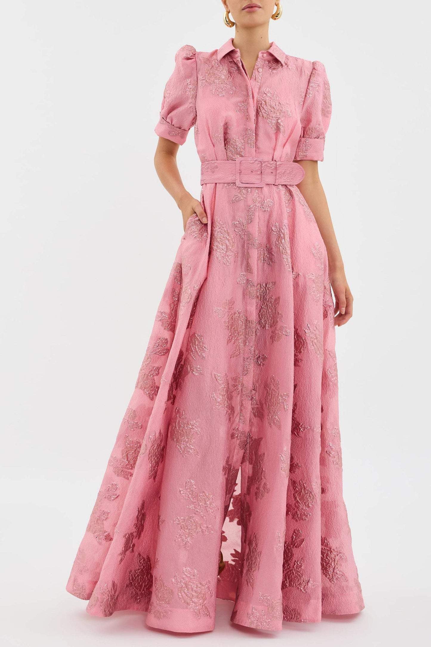 Short Puff Sleeve Dress in Lightweight Fabric for Casual or Formal Events
