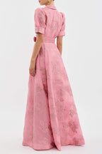 Short Puff Sleeve Dress in Lightweight Fabric for Casual or Formal Events