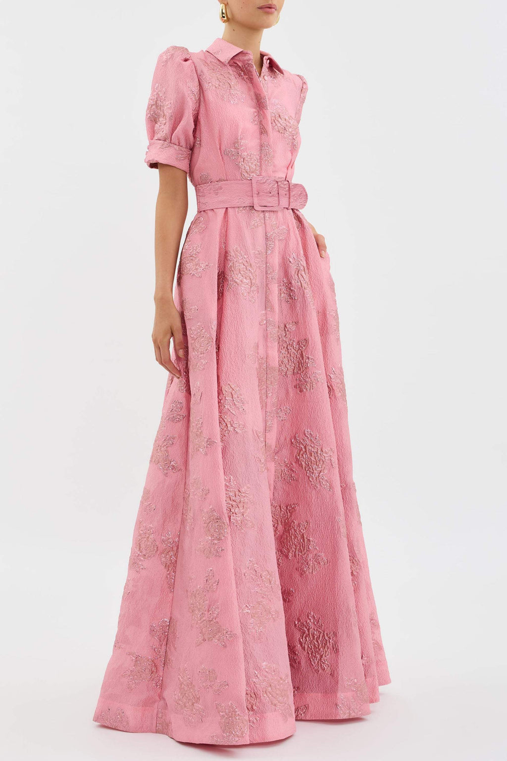Short Puff Sleeve Dress in Lightweight Fabric for Casual or Formal Events