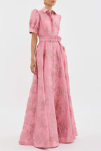 Short Puff Sleeve Dress in Lightweight Fabric for Casual or Formal Events