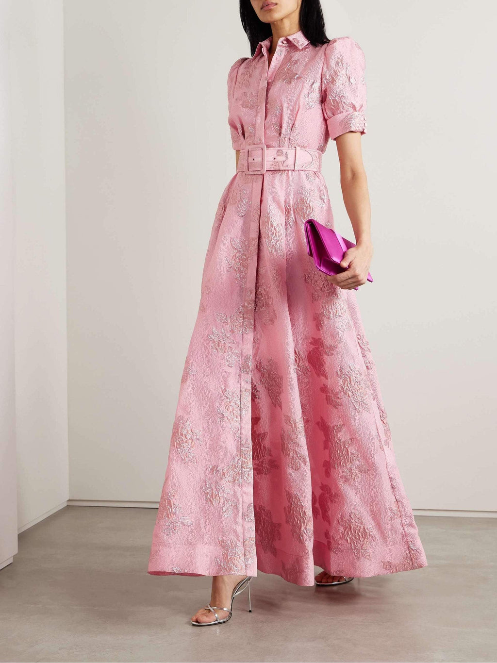Short Puff Sleeve Dress in Lightweight Fabric for Casual or Formal Events