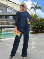 Women's Two-Piece Pants Set | Lightweight Fabric | Chic Casual Outfit for Work or Events | Versatile Styling Options