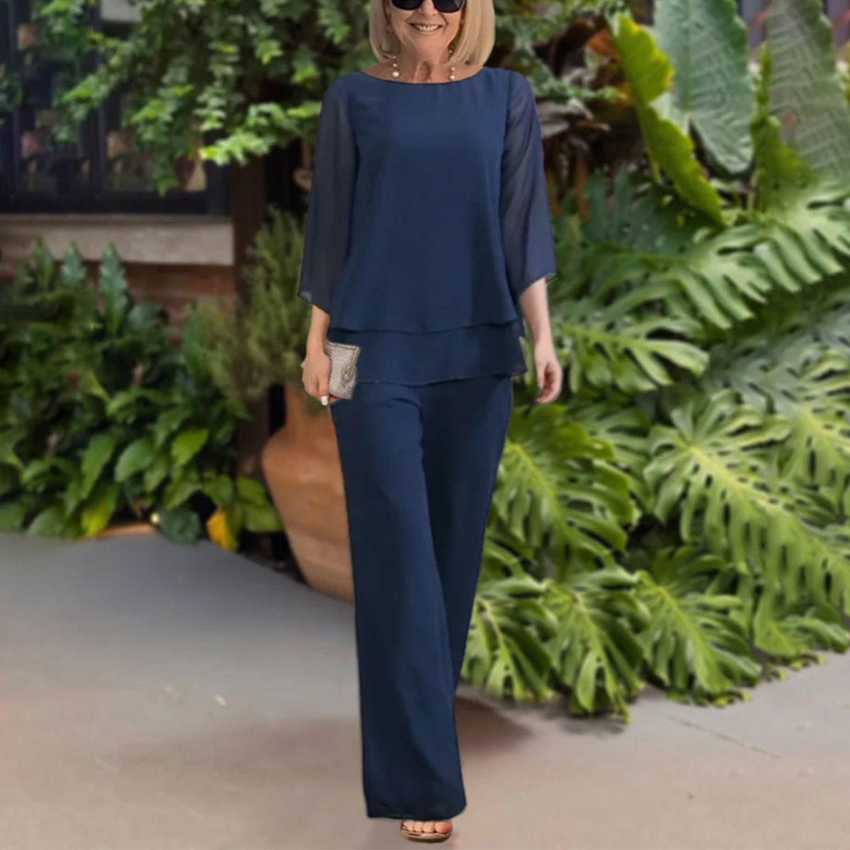 Women's Two-Piece Pants Set | Lightweight Fabric | Chic Casual Outfit for Work or Events | Versatile Styling Options