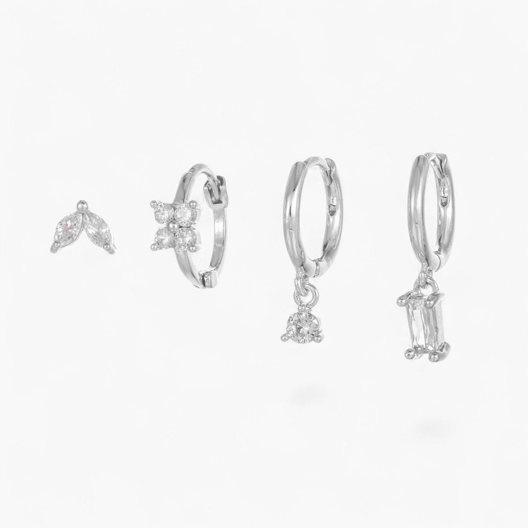 Dainty Flower Lantern Earrings Quartet Set