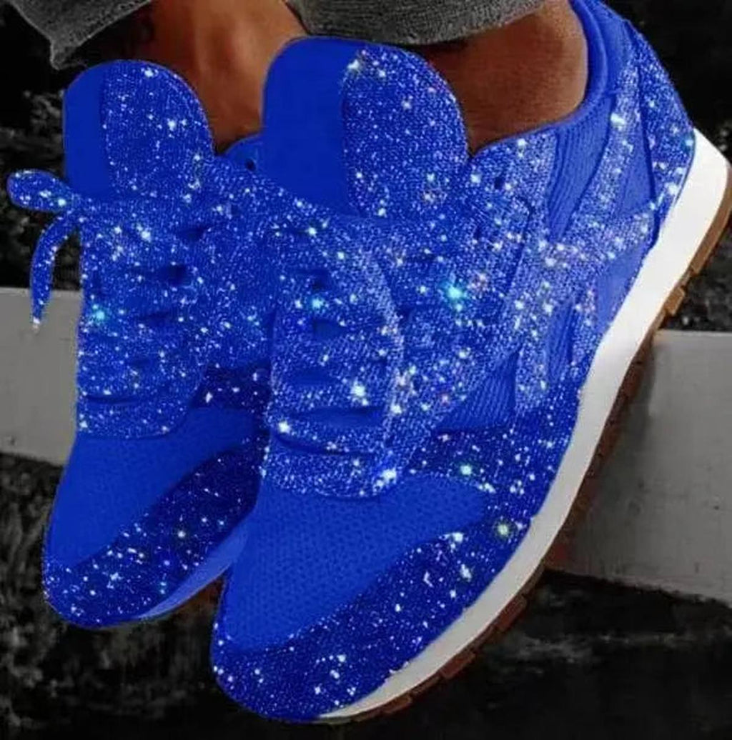 Glitter Lace-Up Sneakers for Women | Comfortable Casual Trainers | Stylish Everyday Footwear