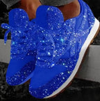 Glitter Lace-Up Sneakers for Women | Comfortable Casual Trainers | Stylish Everyday Footwear