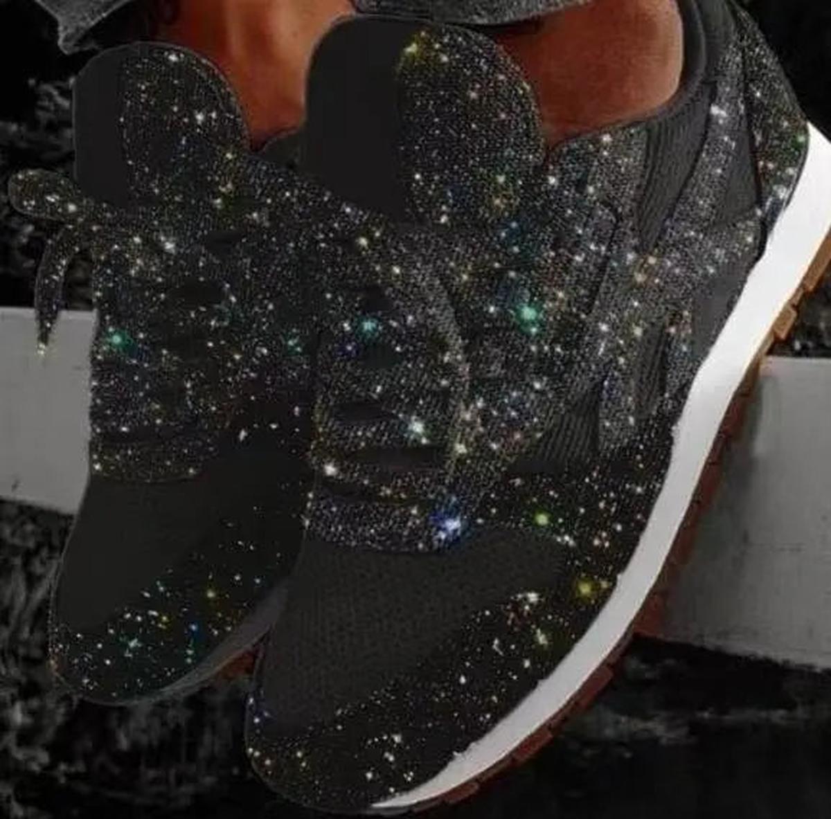 Glitter Lace-Up Sneakers for Women | Comfortable Casual Trainers | Stylish Everyday Footwear