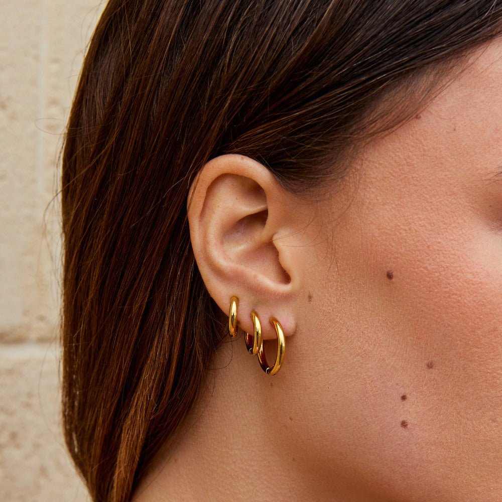 Gold Mini Hoop Earrings Trio Set – Everyday Wear, Gift for Her