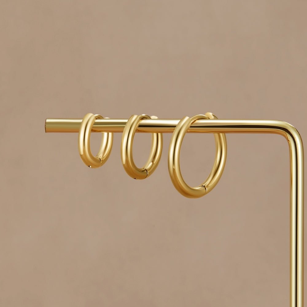 Gold Mini Hoop Earrings Trio Set – Everyday Wear, Gift for Her