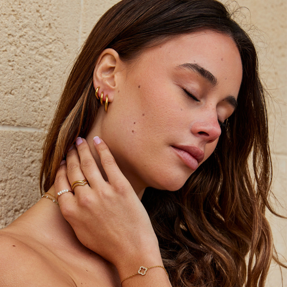 Gold Mini Hoop Earrings Trio Set – Everyday Wear, Gift for Her