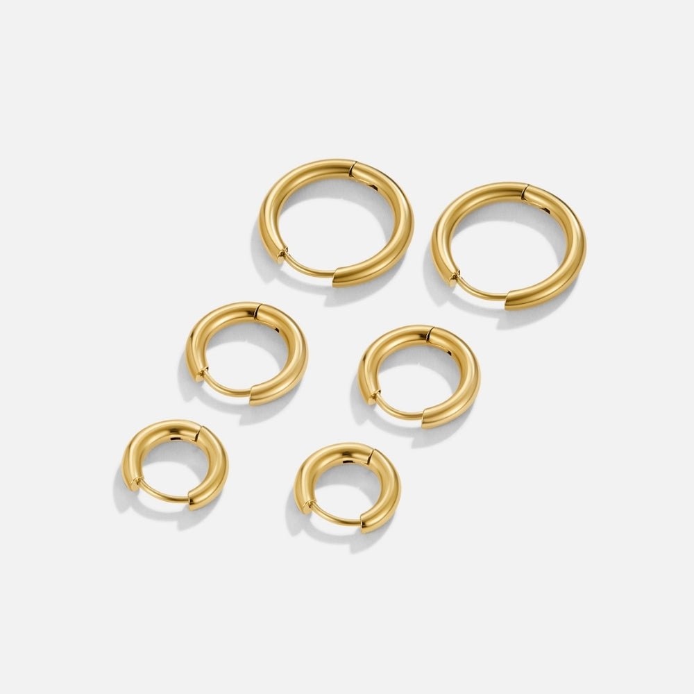 Gold Mini Hoop Earrings Trio Set – Everyday Wear, Gift for Her