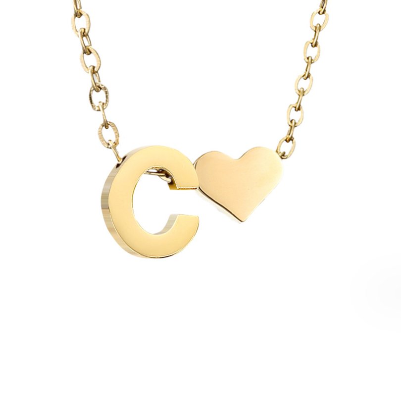 Gold Necklace with Forever Love & Letter Design – Gift, Everyday Wear