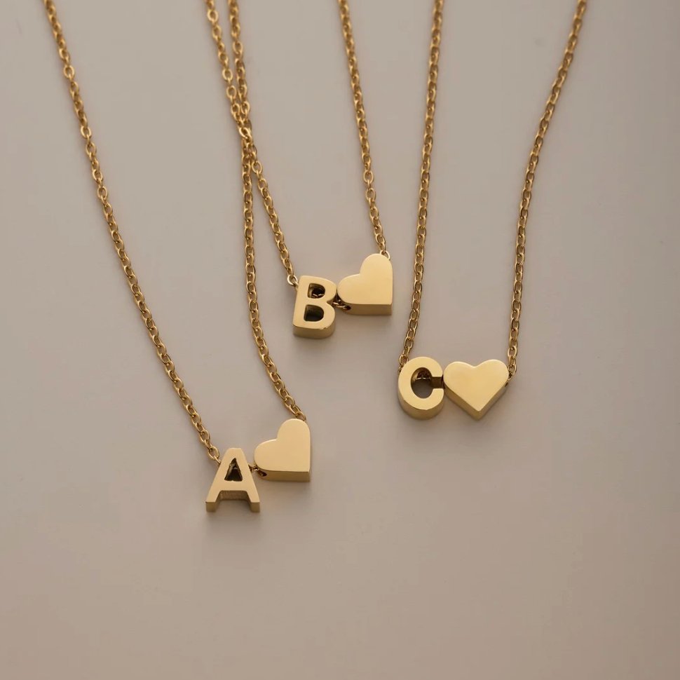 Gold Necklace with Forever Love & Letter Design – Gift, Everyday Wear