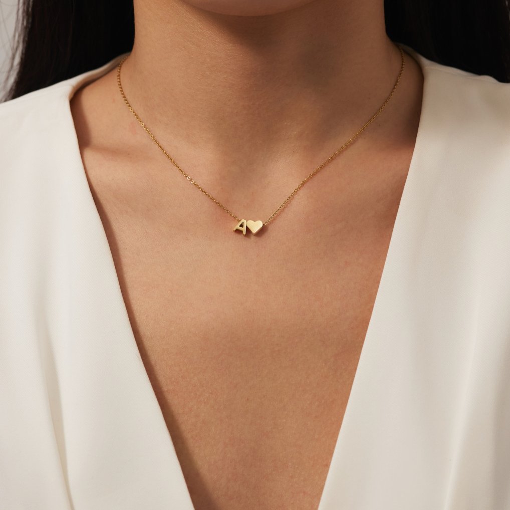 Gold Necklace with Forever Love & Letter Design – Gift, Everyday Wear