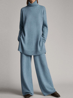 High Neck Women's Lounge Set - Soft Fabric, Comfortable Two Piece Outfit for Relaxation and Casual Wear