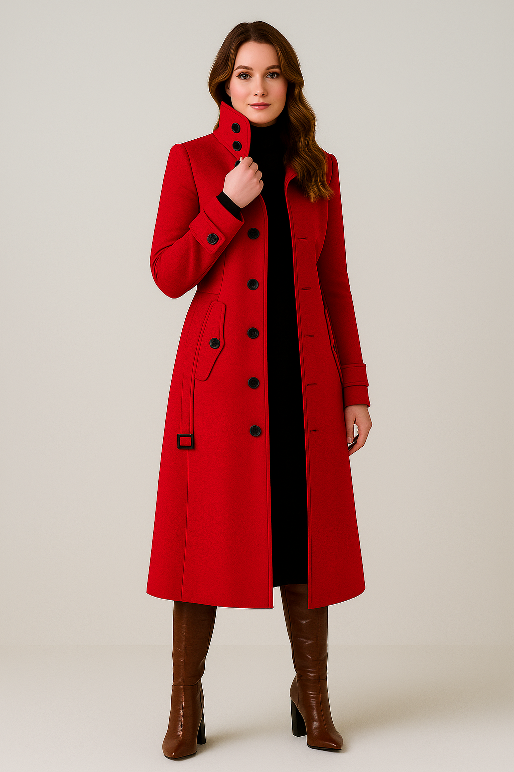 High-Neck Women's Winter Coat - Warm Insulated Outerwear for Cold Weather