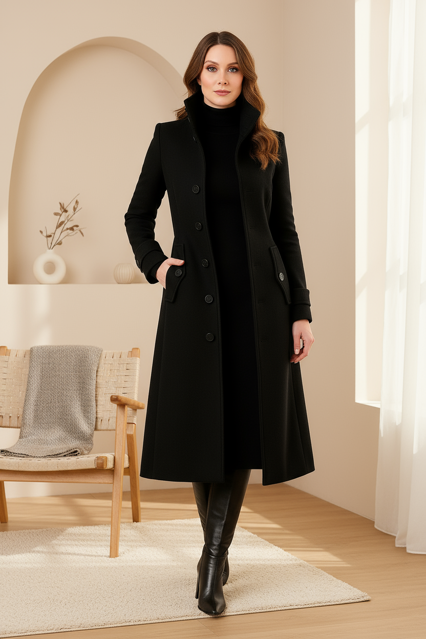 High-Neck Women's Winter Coat - Warm Insulated Outerwear for Cold Weather