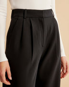 High Waist Pleated Trousers | Tailored Fit | Women's Formal Office Pants | Versatile for Casual and Professional Wear