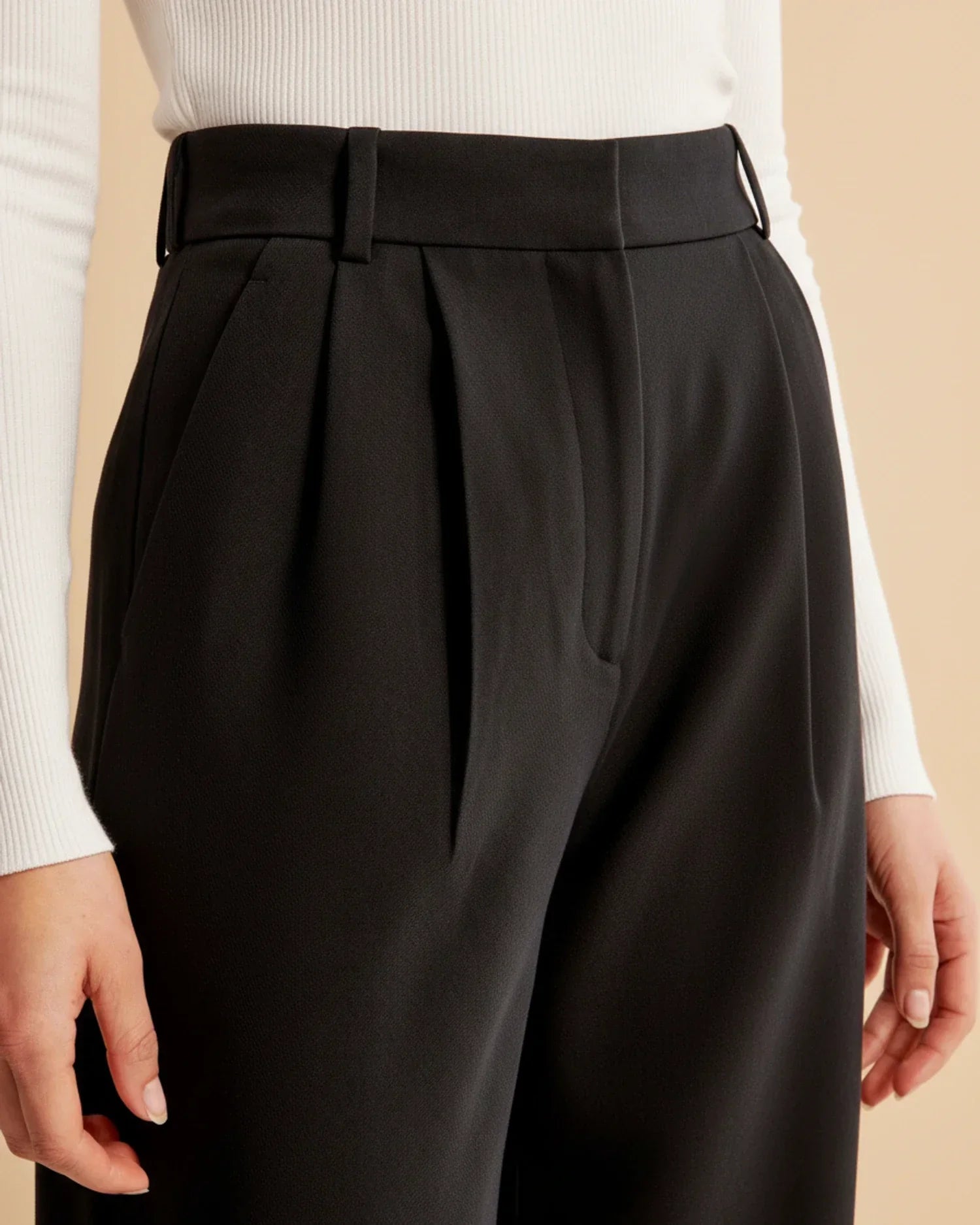 High Waist Pleated Trousers | Tailored Fit | Women's Formal Office Pants | Versatile for Casual and Professional Wear