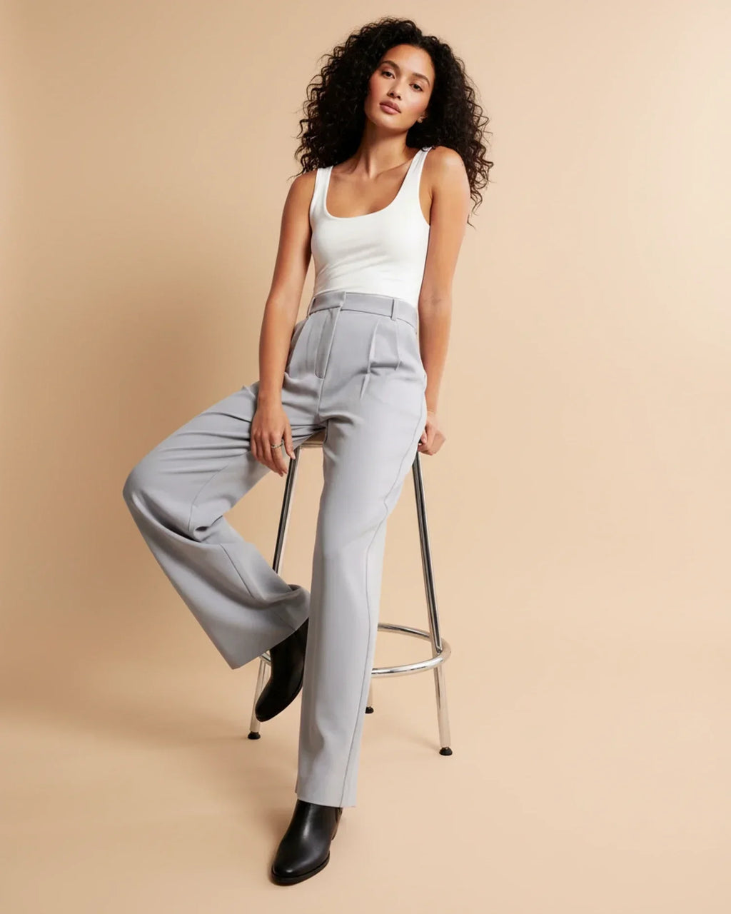 High Waist Pleated Trousers | Tailored Fit | Women's Formal Office Pants | Versatile for Casual and Professional Wear