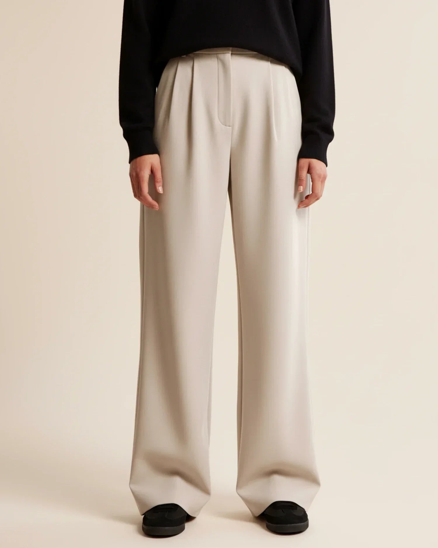 High Waist Pleated Trousers | Tailored Fit | Women's Formal Office Pants | Versatile for Casual and Professional Wear