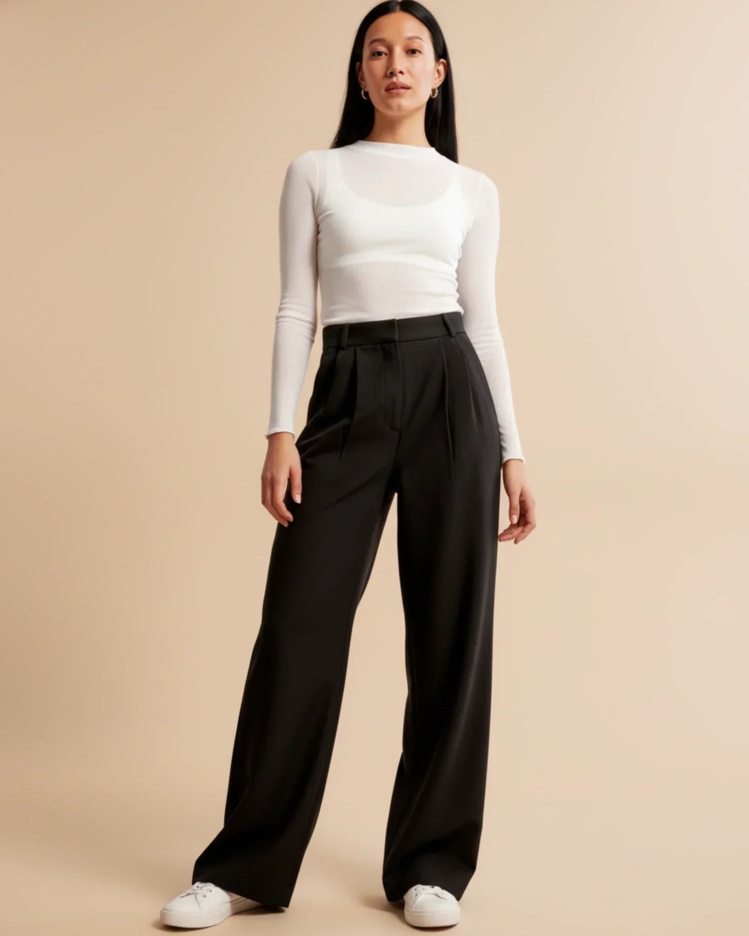 High Waist Pleated Trousers | Tailored Fit | Women's Formal Office Pants | Versatile for Casual and Professional Wear