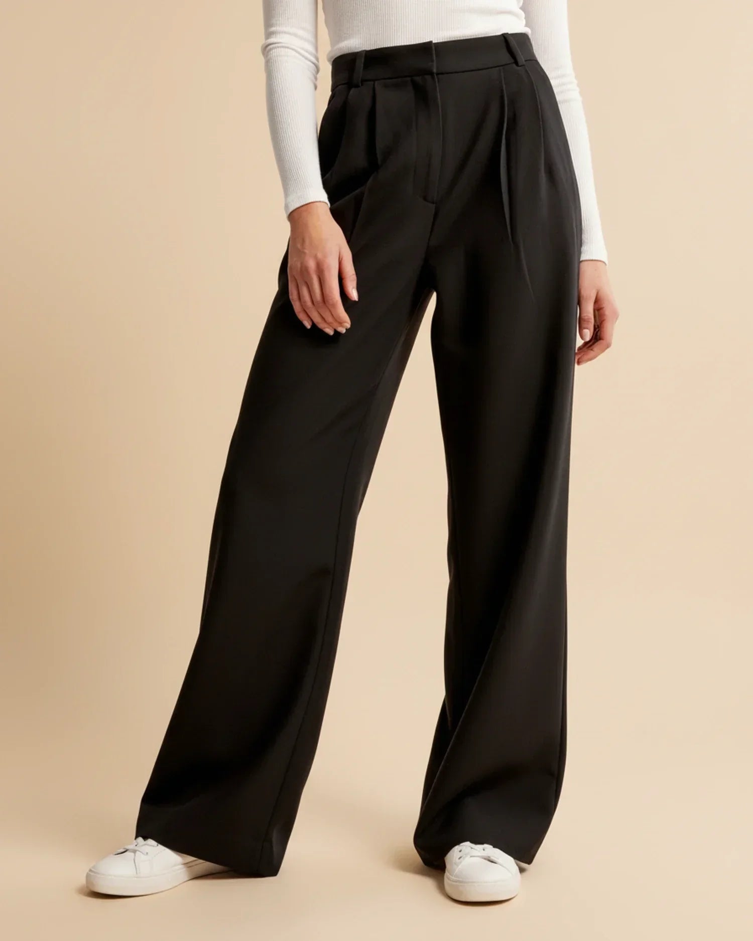 High Waist Pleated Trousers | Tailored Fit | Women's Formal Office Pants | Versatile for Casual and Professional Wear