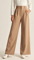 High Waisted Wide Leg Trousers | Soft Fabric | Casual & Office Style | Women's Versatile Fit Pants