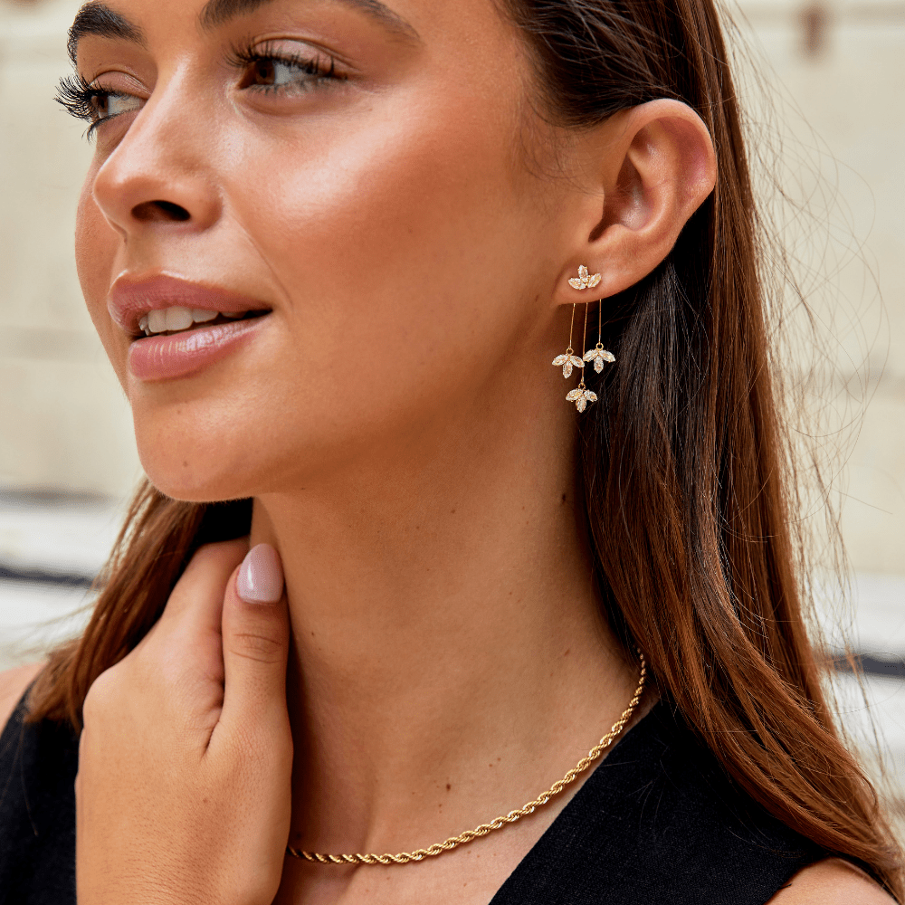 Kristall Lotus Wasserfall Ohrringe – Elegante Accessoires, Geschenkidee