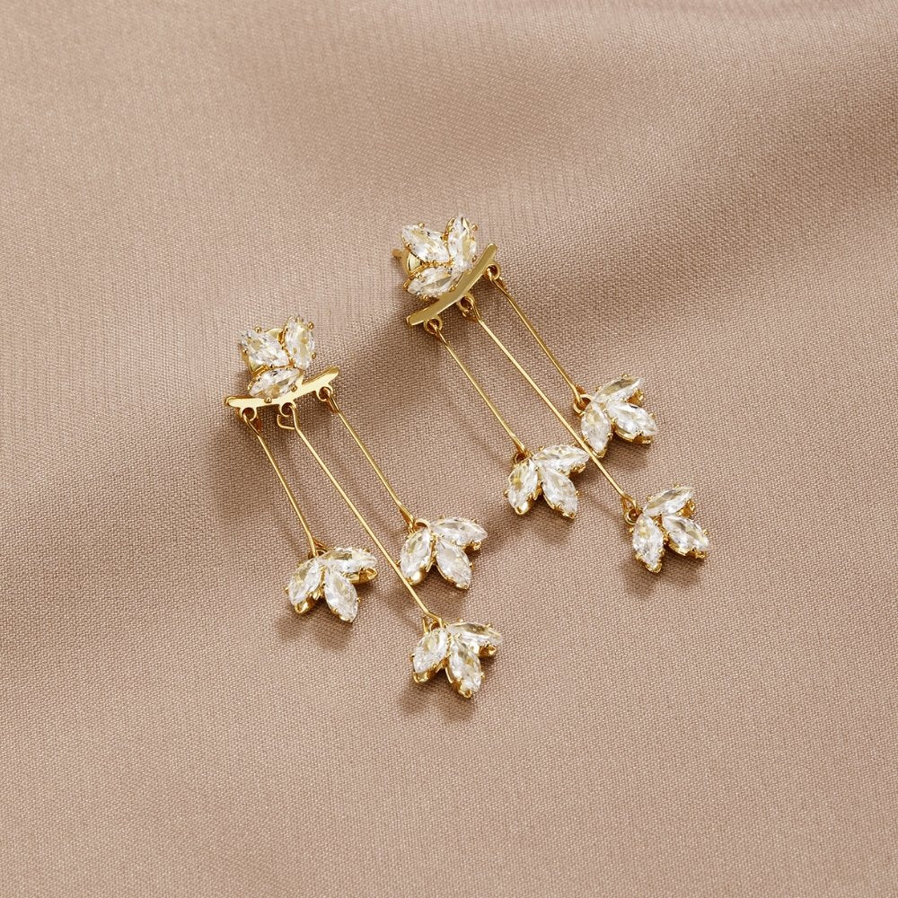 Kristall Lotus Wasserfall Ohrringe – Elegante Accessoires, Geschenkidee