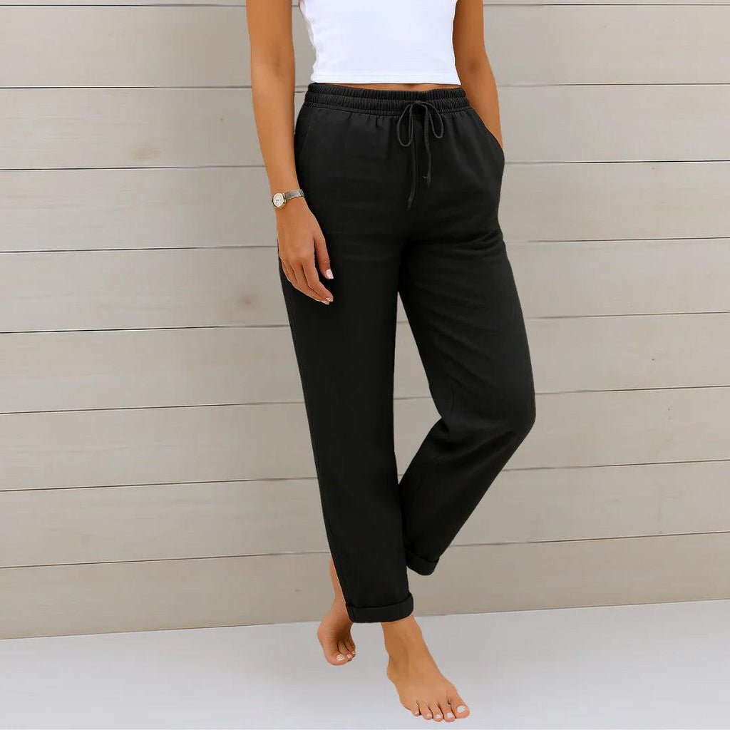 Linen Stretch Trousers for Women | Comfortable Casual Fit | Versatile Everyday Wear for Work or Leisure