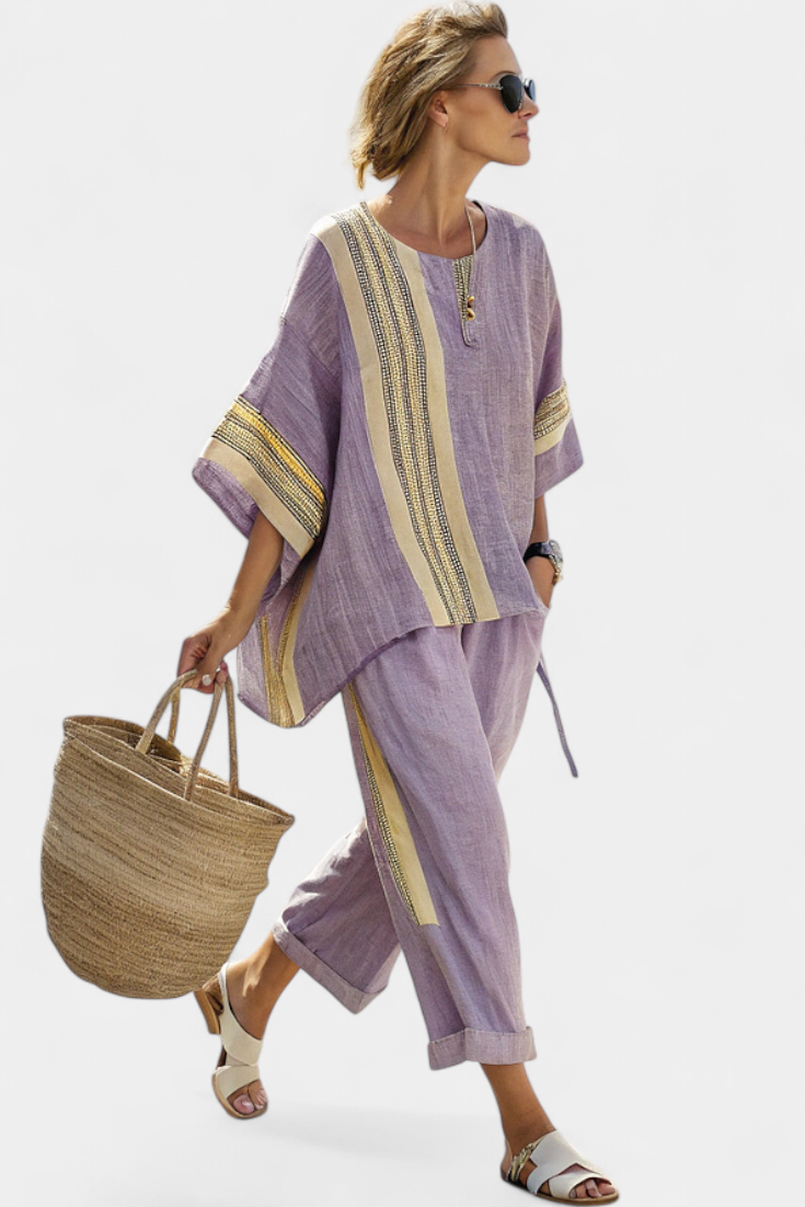 Women's Cotton Blend Loungewear Set | Relaxed Fit Comfortable Home Wear | Soft Fabric for Everyday Use