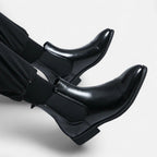 Men's Black Leather Chelsea Boots with Red Sole for Casual and Formal Wear