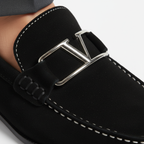 Men's Black Suede Loafers - Casual Slip-On Footwear for Everyday Use