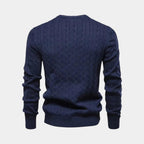 Cable-Knit Cotton Sweater for Men - Classic Crew Neck Jumper for Casual Wear and Layering