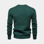 Cable-Knit Cotton Sweater for Men - Classic Crew Neck Jumper for Casual Wear and Layering