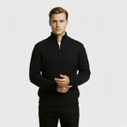 Men's Cable Knit Sweater - Cozy Warm Quarter Zip Jumper for Casual Wear in Various Colors