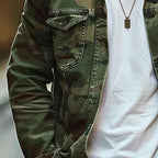Men's Camouflage Canvas Lapel Jacket | Retro Style for Casual Wear