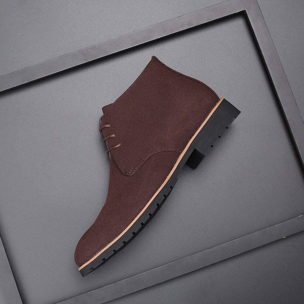 Men's Leather Casual Ankle Boots - Stylish Design for Everyday Wear - Comfortable and Durable Footwear