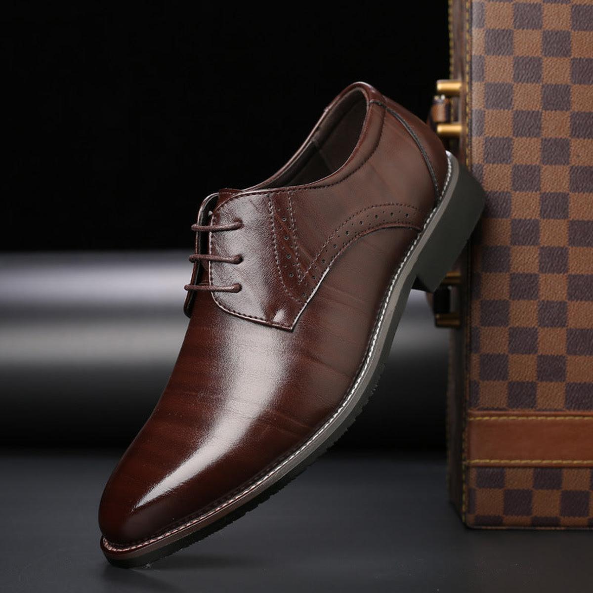 Men's Leather Lace-Up Dress Shoes | Classic Formal Footwear for Office and Events