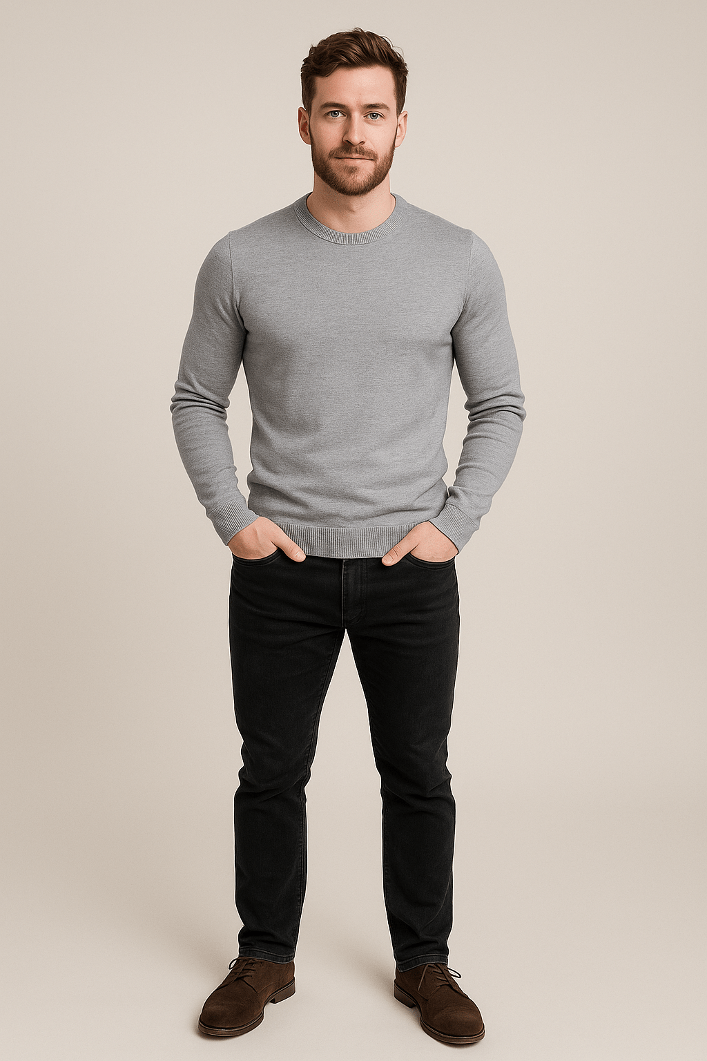 Men's Crew Neck Sweater - Soft Knit Fabric - Regular Fit - Casual Everyday Wear for Comfort
