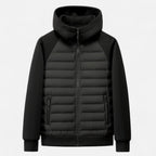 Men's Quilted Down Hooded Jacket for Cold Weather Outdoor Activities