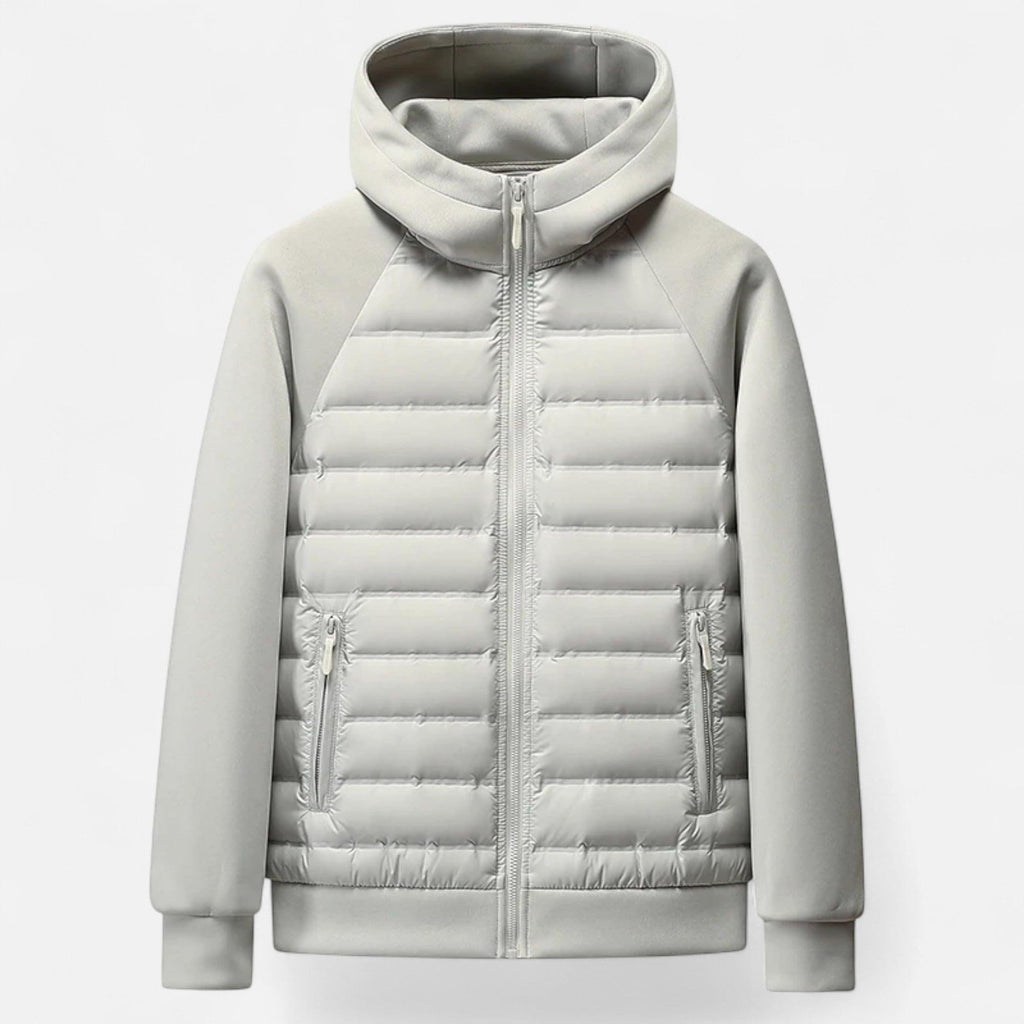 Men's Quilted Down Hooded Jacket for Cold Weather Outdoor Activities