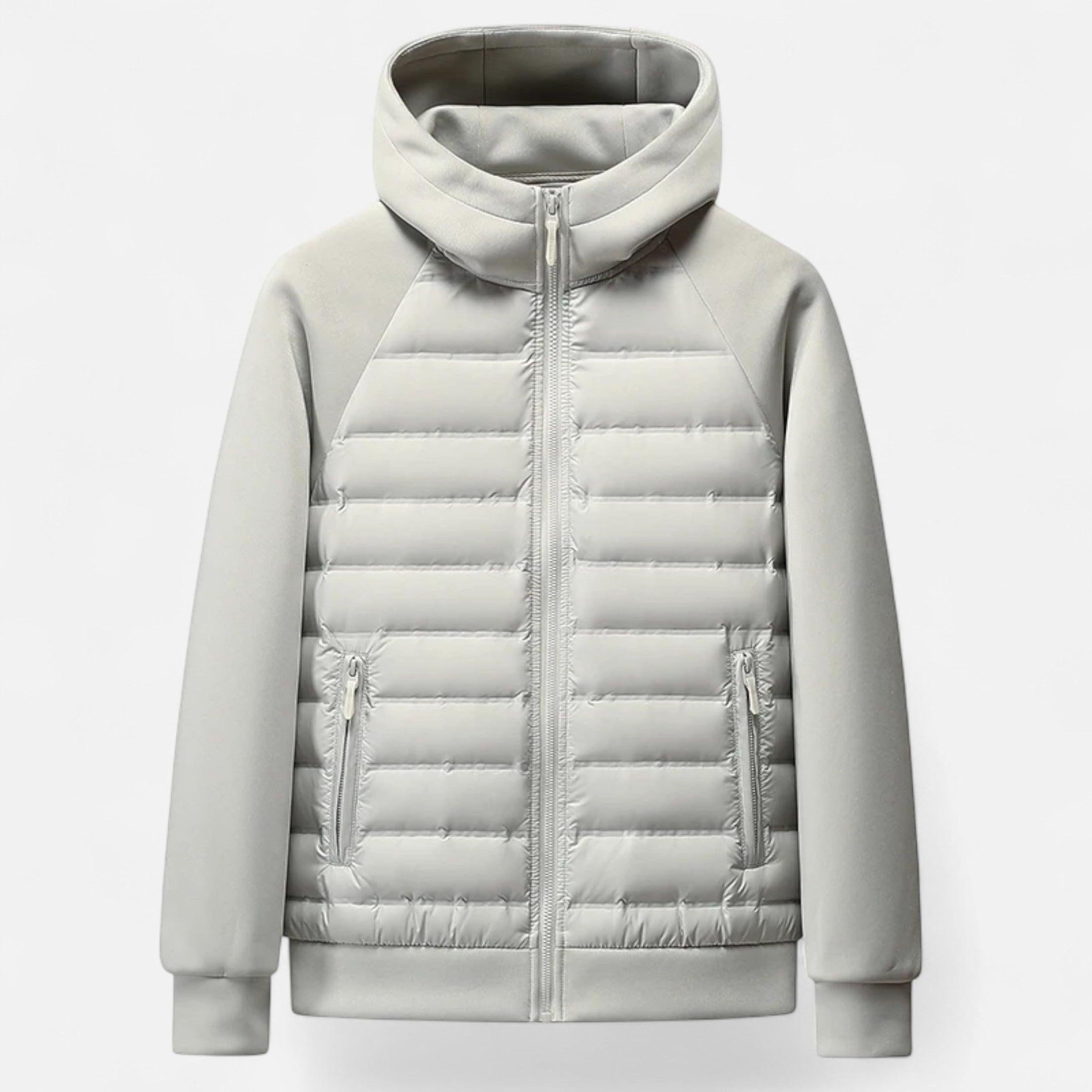 Men's Quilted Down Hooded Jacket for Cold Weather Outdoor Activities